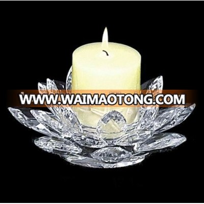 Exquisite classics optical glass lotus flower shape crystal candle holder