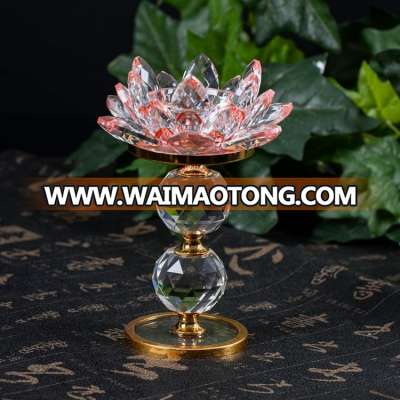 Unique transparent lotus flower crystal wishing candle holder table decor wholesale