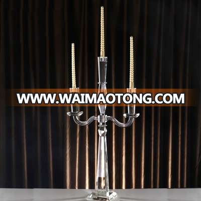 Wholesale wedding table candle holder 3 arms crystal candelabra on sale